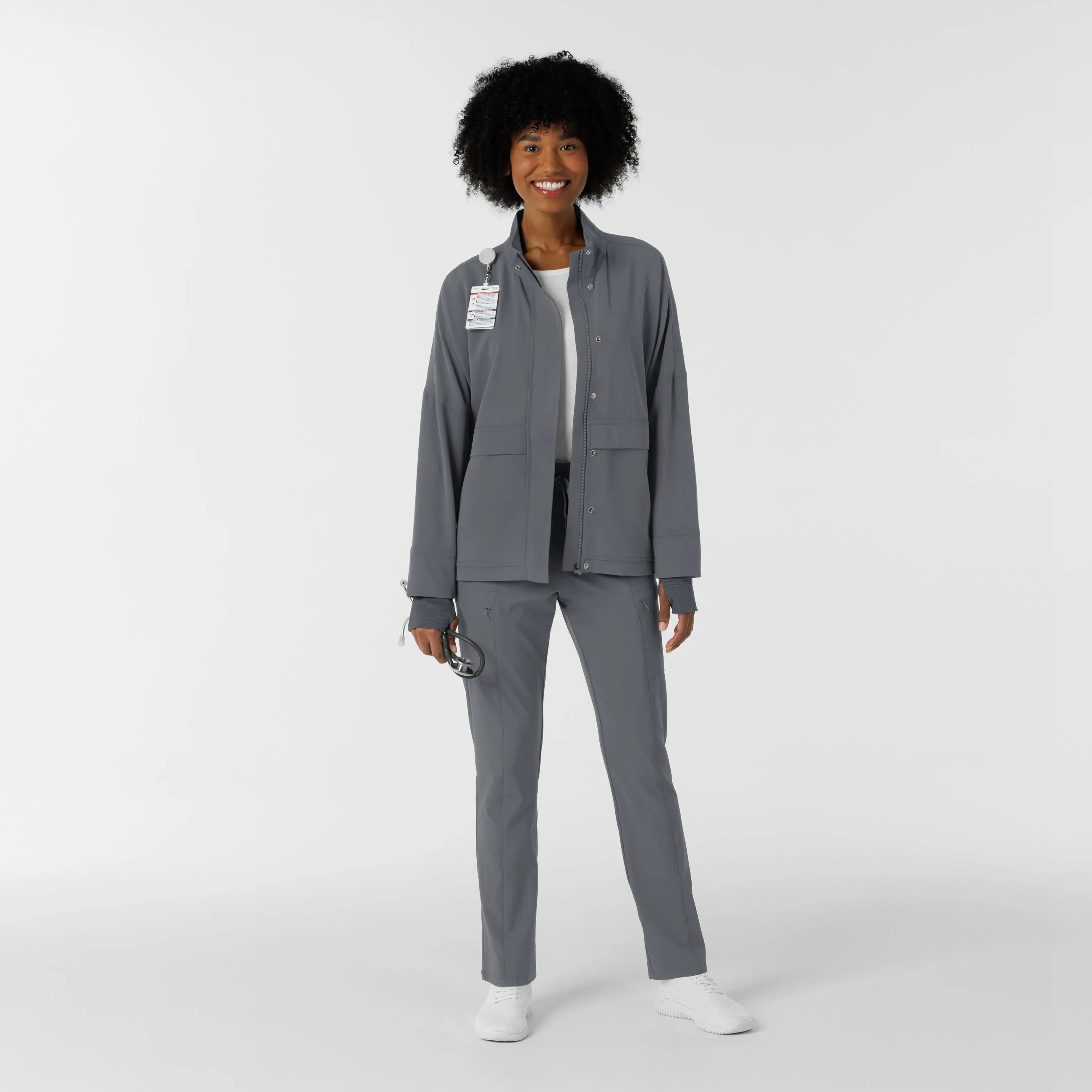 Women's Germs Happen Packable Scrub Jacket - Pewter