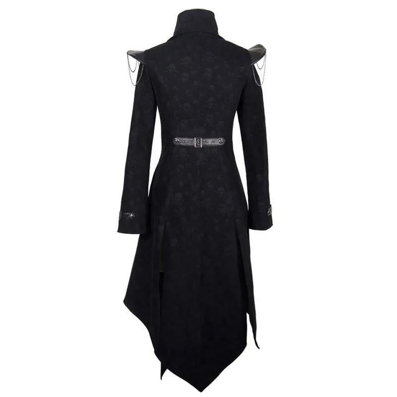 Women's Goth Military Coat with Leather Details