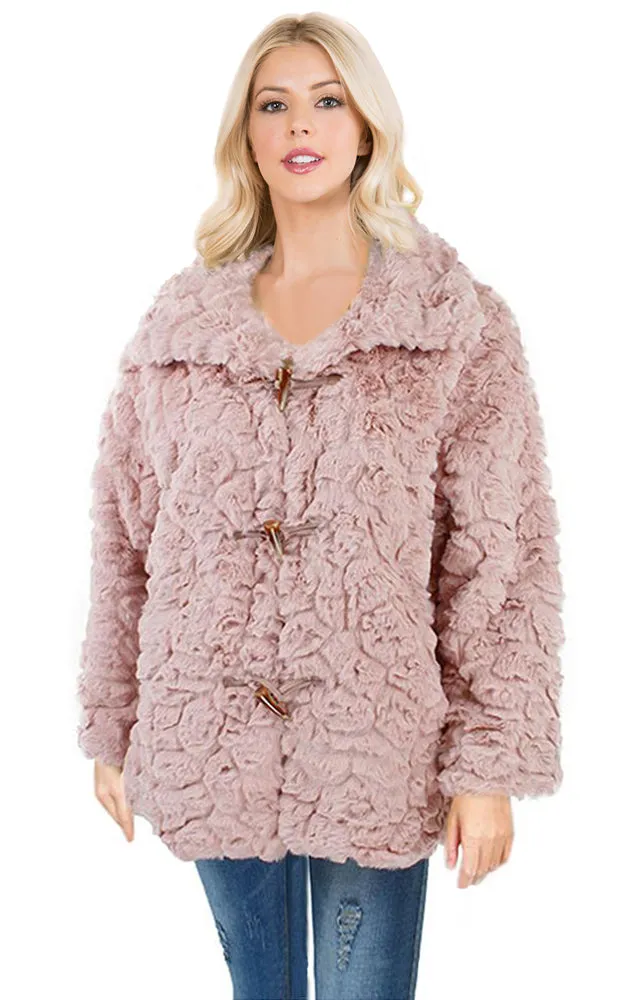 Y929 Premium Soft Faux Fur Jacket w/Button