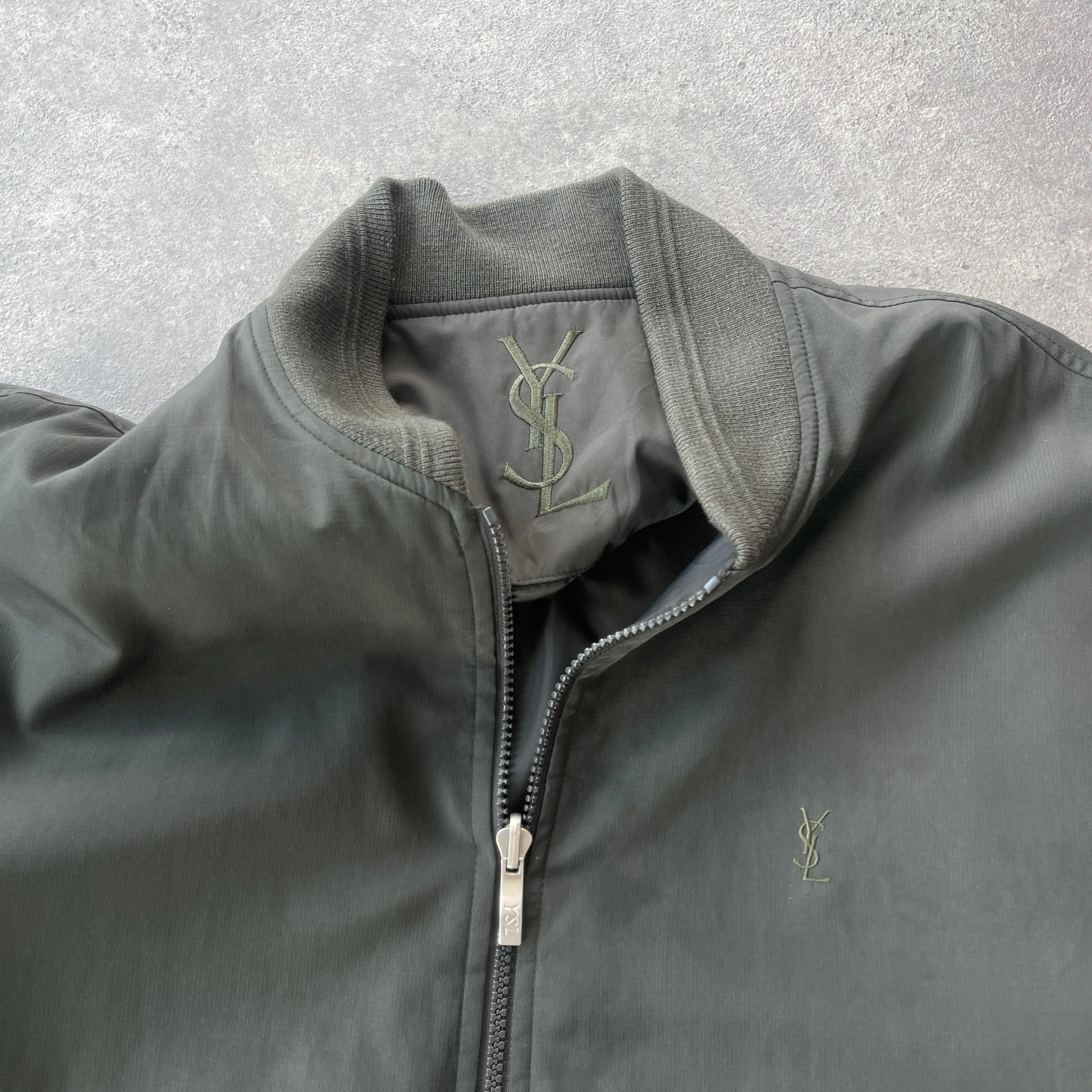 YSL 2000s embroidered fleece lined bomber jacket (L)